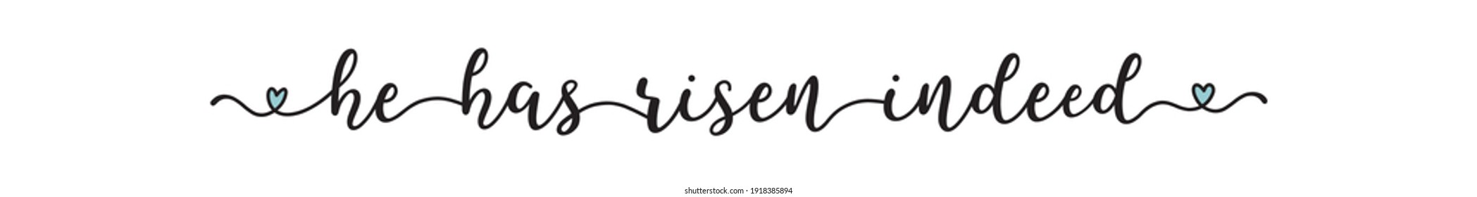 Hand sketched HE HAS RISEN INDEED quote as banner. Lettering for poster, label, sticker, flyer, header