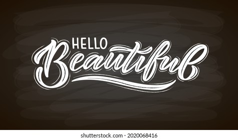 Handskizzierte hallo schöne Schrift Typografie. Handgeschriebenes inspirierendes Zitat hallo schön. Handgezeichnetes Motivationsangebot. Hallo schöne Schrift. Handgezeichneter Motivationstext. Hallo