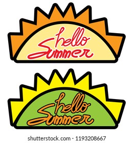 Hand sketched Hello Summer, hand drawn lettering.