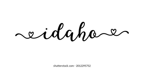 Hand sketched IDAHO text. Caligraphy, lettering for poster, sticker