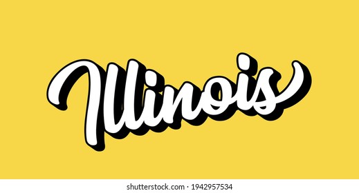 Hand sketched ILLINOIS text. 3D vintage, retro lettering for poster, sticker, flyer, header, card