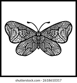 a hand sketched illustration of a single butterfly