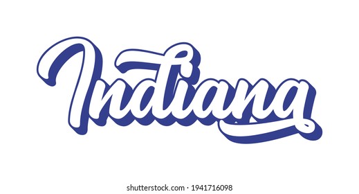 Hand sketched INDIANA text. 3D vintage, retro lettering for poster, sticker, flyer, header, card