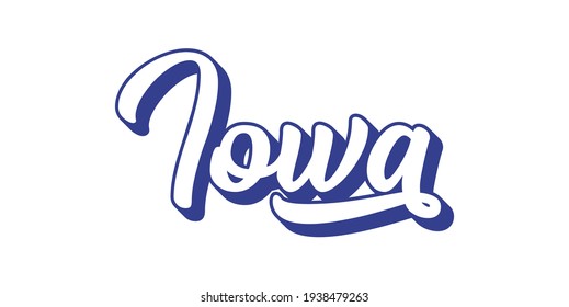Hand sketched IOWA text. 3D vintage, retro lettering for poster, sticker, flyer, header, card