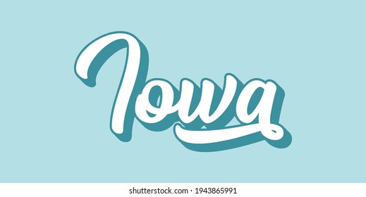 Hand sketched IOWA text. 3D vintage, retro lettering for poster, sticker, flyer, header, card