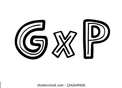 Hand sketched lettering: GxP good practice. Vector illustration isolated on white background.