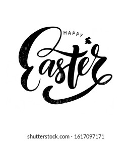 Hand sketched lettering Happy Easter for postcard, card, invitation, poster, banner Seasons Greetings. Vector illustration.