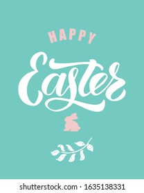 Hand sketched lettering Happy Easter for postcard, card, invitation, poster, banner Seasons Greetings. Vector illustration.