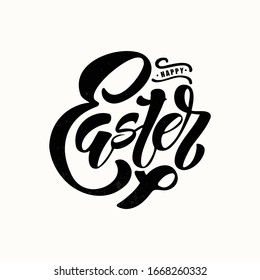 Hand sketched lettering Happy Easter for postcard, card, invitation, poster, banner Seasons Greetings. Vector illustration.