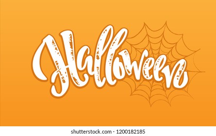 Hand sketched lettering "Happy Halloween". Template for party banner, design, print, poster. Happy Halloween lettering typography poster.