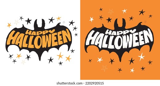 Hand sketched lettering "Happy Halloween" . Template for party banner, design, print, poster. Happy Halloween lettering typography poster.Trick or treat. Pattern, background.