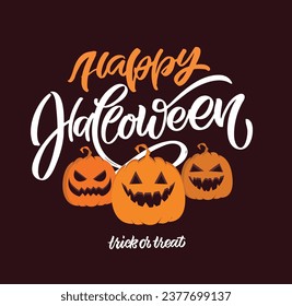 Hand sketched lettering "Happy Halloween" set on textured background. Template for party banner, design, print, poster. Happy Halloween lettering typography poster.