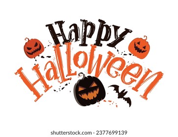 Hand sketched lettering "Happy Halloween" set on textured background. Template for party banner, design, print, poster. Happy Halloween lettering typography poster.