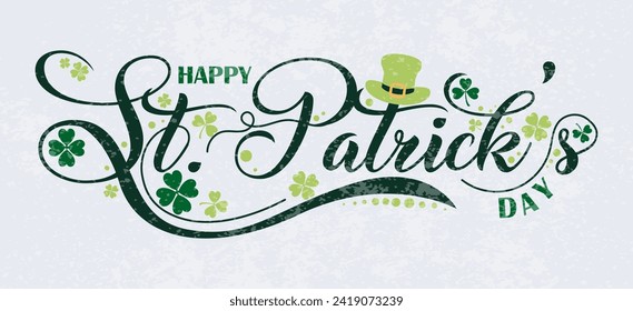 Hand sketched Lettering Happy Saint Patrick's Day logotype concept. vector illustration