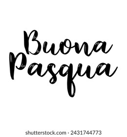 Hand sketched lettering quote Bouna Pasqua, Happy Easter in Italian. Isolated on white background.  