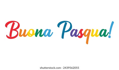 Hand sketched lettering quote Buona Pasqua, Happy Easter in Italian. Isolated on white background.  