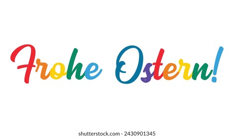 Cita con letras dibujadas a mano de Frohe Ostern, Feliz Pascua en alemán. Aislado sobre fondo blanco. vector