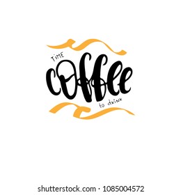 Hand sketched lettering typography. Concept for cafe, restorants, coffee store, natural product. Hand drawn calligraphy design style badge, icon, logo, banner, tag