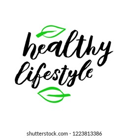 Hand sketched lettering typography.  Healthy and dietary lettering art. Drawn inspirational quotation, motivational quote. Ready-to-print design template.  Vector illustration.