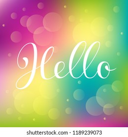 Hand sketched lettering typography sign. Hello. Poster template  Greetings for logotype, badge, icon, card, postcard, logo, banner, tag. vector illustration EPS 10