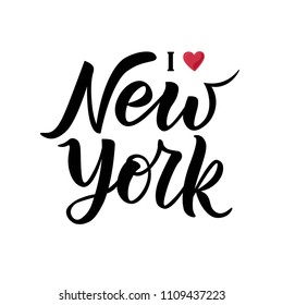 Hand Sketched I Love New York Text. Vector Illustration. Fashion Lettering Typography. Great For Clothing, Logo, Badge, Icon, Card, Poster, Invitation, Banner Template. 