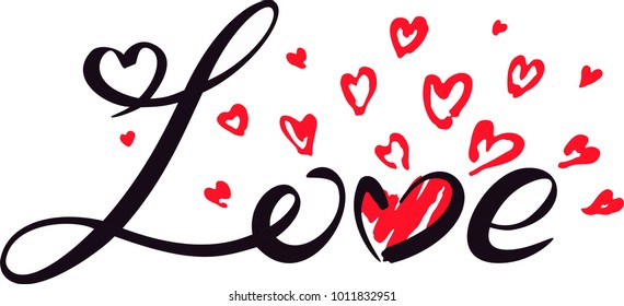 Hand sketched I Love You text as Happy Valentines Day logotype, badge and icon. Romantic quote postcard, card, invitation, banner template. Love lettering typography on textured background