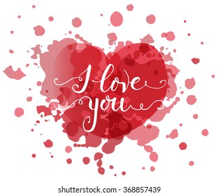 Hand sketched I Love You text as Valentine's Day logotype, badge and icon. Postcard, card, invitation, flyer, banner template. Valentine's Day lettering typography. Romantic quote