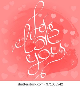 Hand sketched I Love You text as Valentine's Day logotype, badge and icon. Valentine's Day postcard, card, invitation, flyer, banner template. Valentine's Day lettering typography. Romantic quote