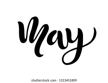 Hand sketched may black text as logotype, badge and icon. Postcard, card, invitation,flyer, banner template. Lettering typography isolated on white background. Spring Vector illustration