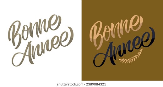 Hand sketched Merry Christmas in French card, badge, icon typography. Lettering Happy New Year for Christmas, New Year greeting card, invitation template, banner, poster. Vector EPS10