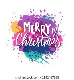 Hand sketched Merry Christmas text on textured background. Lettering typography for Happy New Year holidays greeting card, invitation, banner, postcard, web, poster template. Vector illustration.