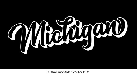 Hand sketched MICHIGAN text. 3D vintage, retro lettering for poster, sticker, flyer, header, card