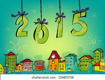 Hand Sketched New Year 2015 Idea Vector and Jpg