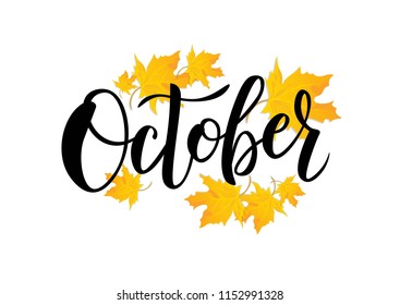 Hand Sketched October Text Lettering Typography Stock Vector (Royalty ...