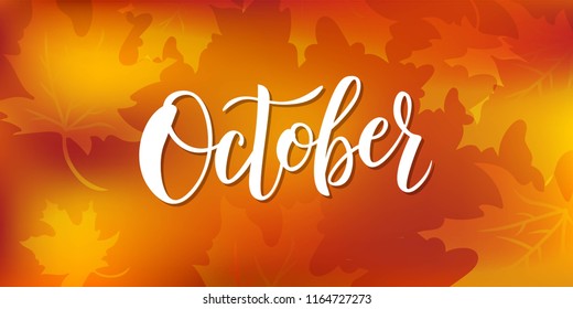 Hand Sketched October Text Lettering Typography Stock Vector (Royalty ...