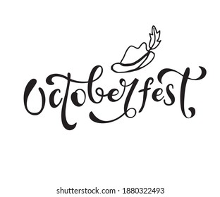 Hand sketched Octoberfest text. Lettering typography for Octoberfest holidays greeting card, invitation, banner, postcard, web, poster template. Vector illustration.