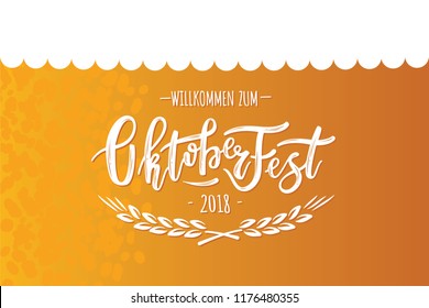 Hand sketched Octoberfest text on textured background. Lettering for Octoberfest holidays greeting cards, invitations, banners, postcards.