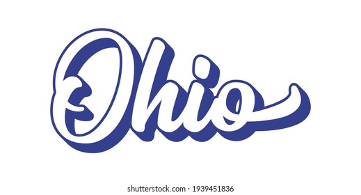 Hand sketched OHIO text. 3D vintage, retro lettering for poster, sticker, flyer, header, card