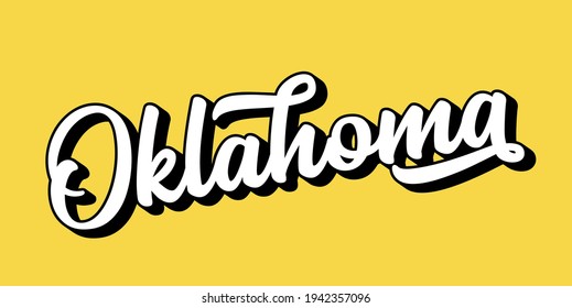 Hand sketched OKLAHOMA text. 3D vintage, retro lettering for poster, sticker, flyer, header, card