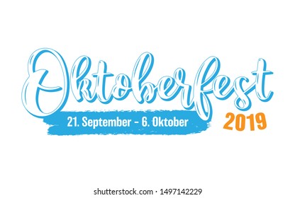 Hand sketched  Oktoberfest header with a date. Vector illustration of Munich´s beer festival, isolated on white background. Drawn lettering for poster, banner, invitation, flyer. 