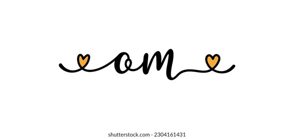 Hand sketched OM word as ad, web banner.  Lettering for banner, header