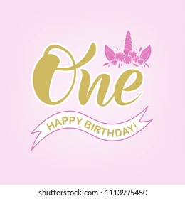 Hand sketched One word for logo, sticker, badge, print, baby birthday, invitation, greeting card, t-shirt design. Lettering typography for First year anniversary. Vector illustration.