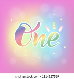 Hand sketched One word for logo, sticker, badge, print, baby birthday, invitation, greeting card, t-shirt design. Lettering typography for First year anniversary. Vector illustration.