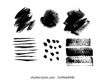 Hand sketched paint textures set. Grungy hand drawn circles and stripes. Vector illustration. Great for background, card, template.