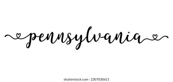 Hand sketched Pennsylvania text. Caligraphy, lettering for poster, sticker