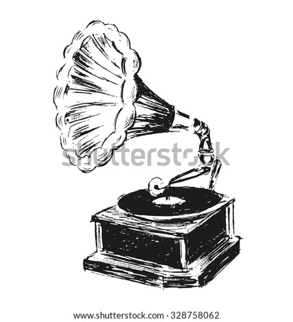 hand sketched phonograph