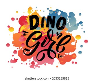 Hand sketched pink dino vector illustration with lettering typography. Concept for children t-shirt print. Pink dino logotype, badge, icon. Dinosaur logo, banner, flyer. eps 10. Vector illustration