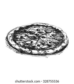 hand sketched pizza