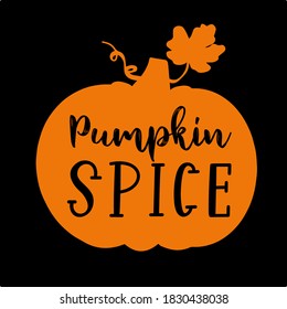 Hand sketched PUMPKIN SPICE quote as banner. Lettering for poster, label, sticker, flyer, header