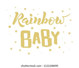 Hand sketched Rainbow baby text. Good for prints, t-shirts, home décor, posters, banner, wallpaper, cards. Lettering typography. Inspirational and motivational quotes. Vector illustration.